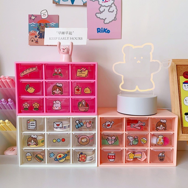 TỦ MINI 9 NGĂN TRANG TRÍ/ KỆ 9 ngăn để bàn dễ thương | Shopee Việt Nam