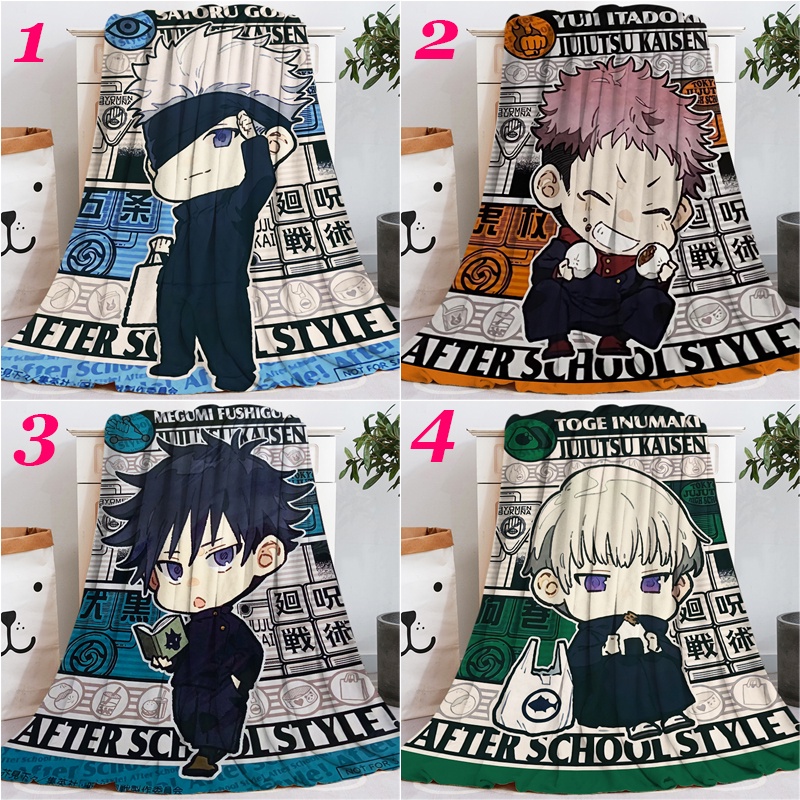 Chăn Điều Hòa Không Khí 4 Kích Cỡ Bằng Vải flannel Siêu Mềm Nhẹ In Hình anime Nhật Bản jujutsu kaisen Cho Trẻ Em