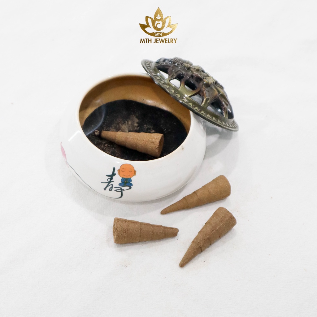 Ảnh Nhang Nụ Trầm Hương Sạch Trầm Hương Tự Nhiên Organic và Lư Sứ Đốt Trầm (Combo) - MTH JEWELRY 1
