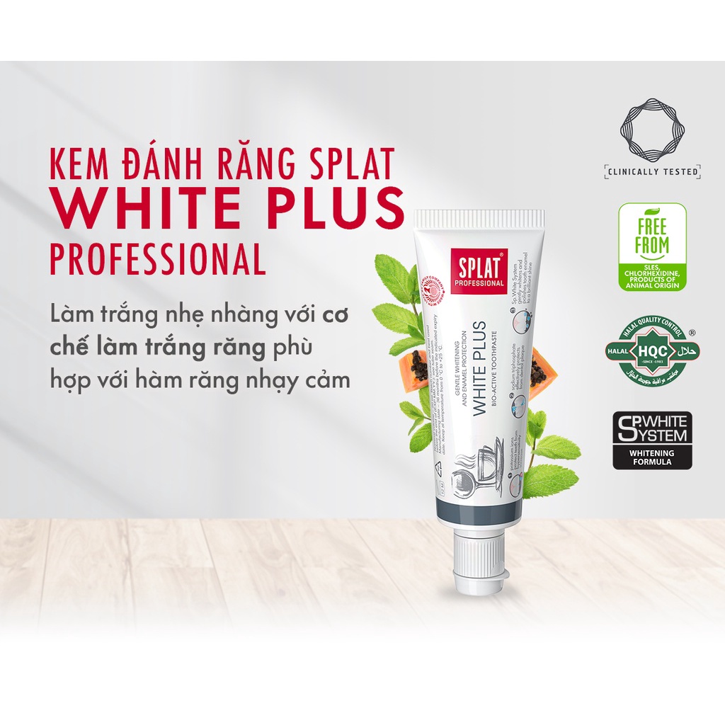 Mô tả Kem Đánh Răng SPLAT White Plus Professional series Giúp Trắng Sáng, Loại Bỏ Vết Ố Vàng Hiệu Quả Dung Tích 20ml - 1