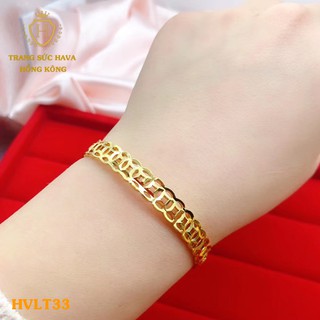 Lắc Tay, Vòng Tay Nữ Kim Tiền Trơn Xi Mạ Vàng Non Cao Cấp - Trang Sức Hava Hong Kong - HVLT33