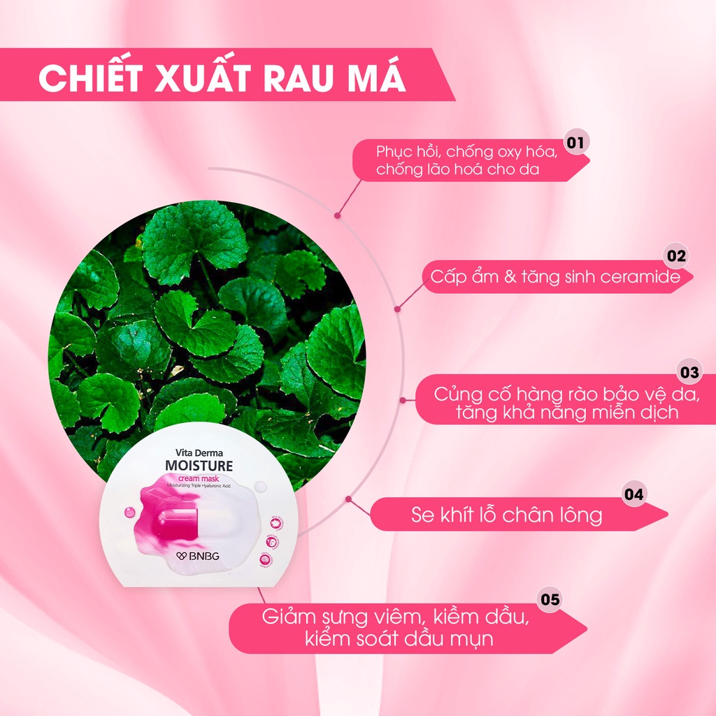 Ảnh Combo 10 Mặt Nạ BNBG Hỗ Trợ Cấp Ẩm Đa Tầng Sáng Hồng Làn Da BNBG Vita Derma Moisture Cream Mask 30mlx10 3