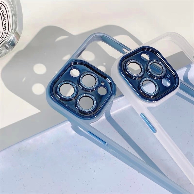 Ốp MEIRUYI cao cấp lưng trong cứng viền màu bảo vệ camera nhũ lấp lánh cho ip 13/13pro/13promax