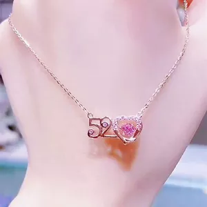 Dây Chuyền Bằng Thép Titan Mặt Số 520 Đính Kim Cương Thông Minh Không Gây Dị Ứng Thời Trang Cho Nữ 520