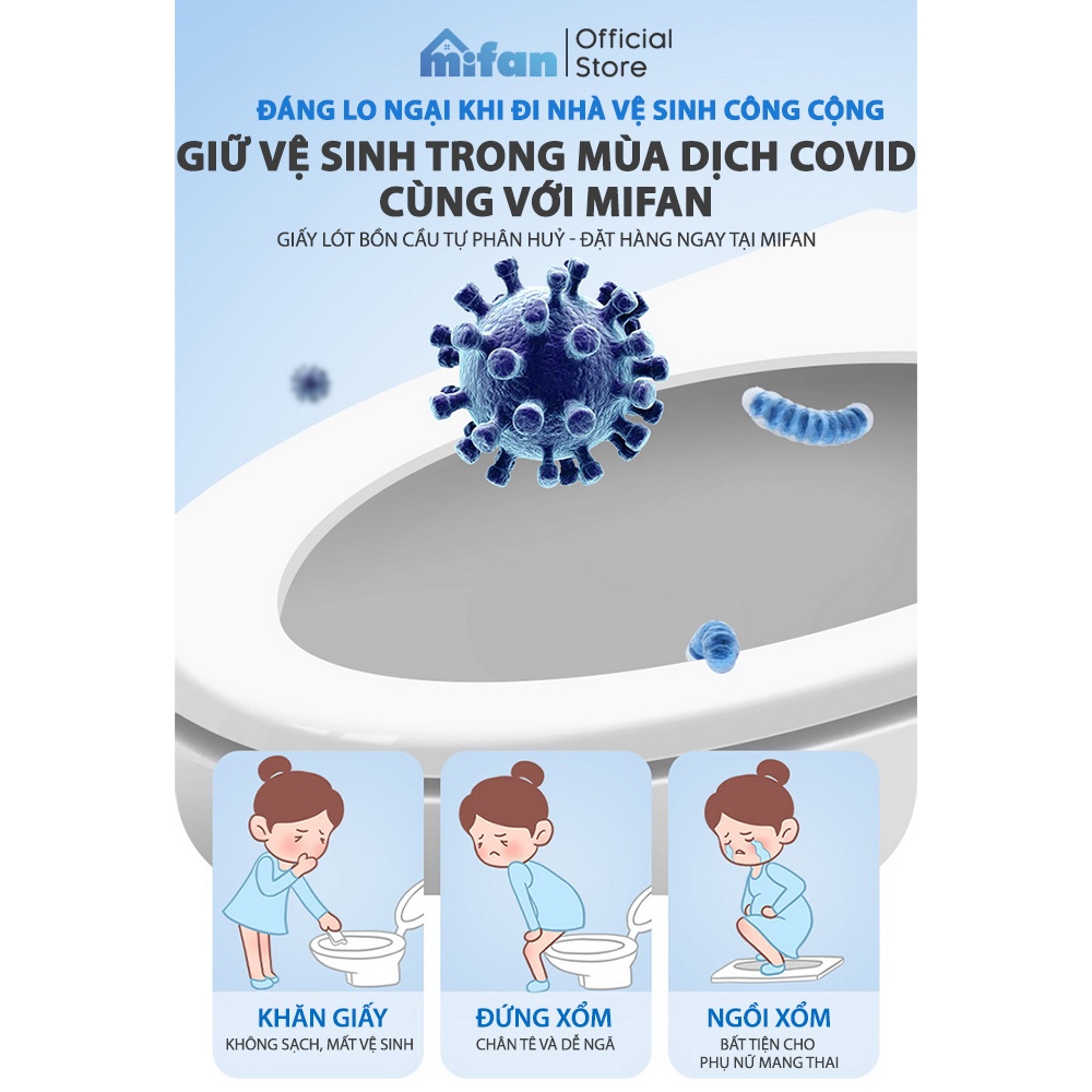 Ảnh Miếng Giấy Lót Bồn Cầu Tự Phân Hủy MIFAN - 10 miếng/set - Chống Thấm Nước, Dính Chắc Chắn - Nhỏ Gọn, Vô Trùng, Sạch Sẽ 1
