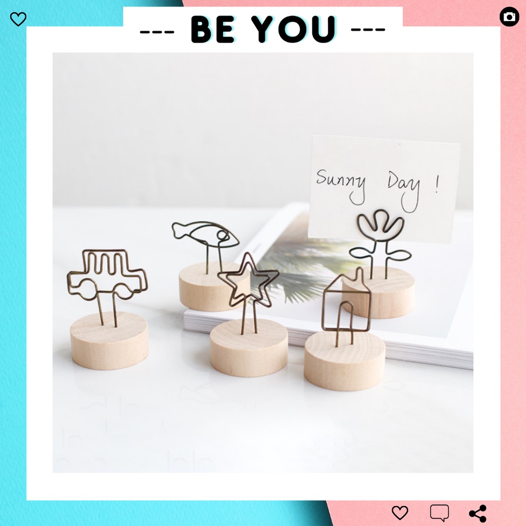 Kẹp Gỗ Kẹp Ảnh Đế Gỗ Decor, Trang Trí Để Bàn, Treo Postcard Sticker, Thiệp Hoa Khô, Kẹp Giấy Ghi Chú