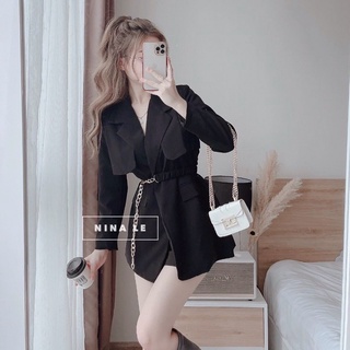 Siêu phẩm vest Áo khoác Blazer nữ cổ vest kèm dây xích siêu ngầu