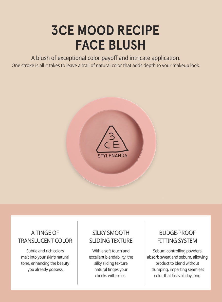 Phấn Má Hồng Mịn Lì 3Ce 3Ce Face Blush Mono Pink 5.5G