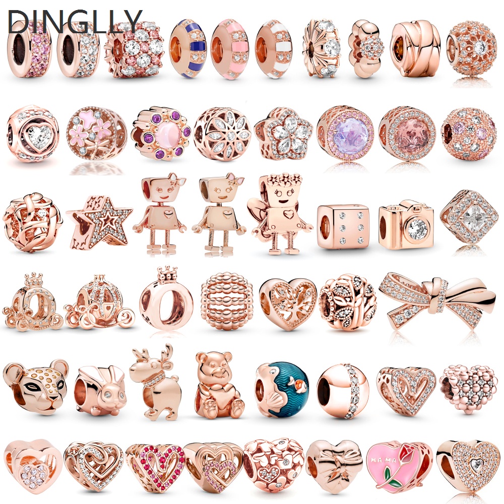Hạt Charm Hình Hoạt Hình Màu Vàng Hồng / Bí Ngô / Nơ / Hạt Tròn Độc Đáo Dùng Làm Trang Sức Diy
