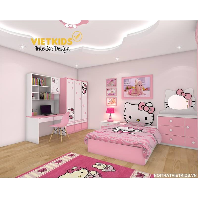 Giường Hello Kitty cho bé gái màu hồng cực yêu GDG.002 | Shopee ...
