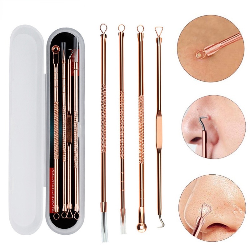 Set 4 Cây Nặn Mụn Đầu Đen Bằng Thép Không Gỉ Tiện Dụng