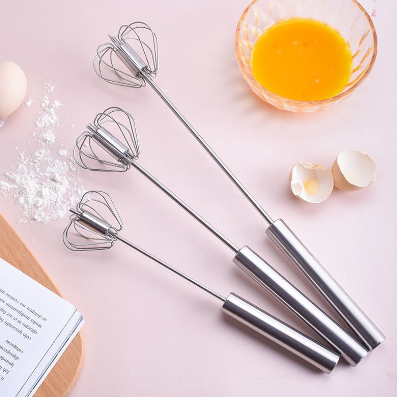 Cây đánh trứng cầm tay inox trục xoay tự động nhỏ gọn tiện dụng