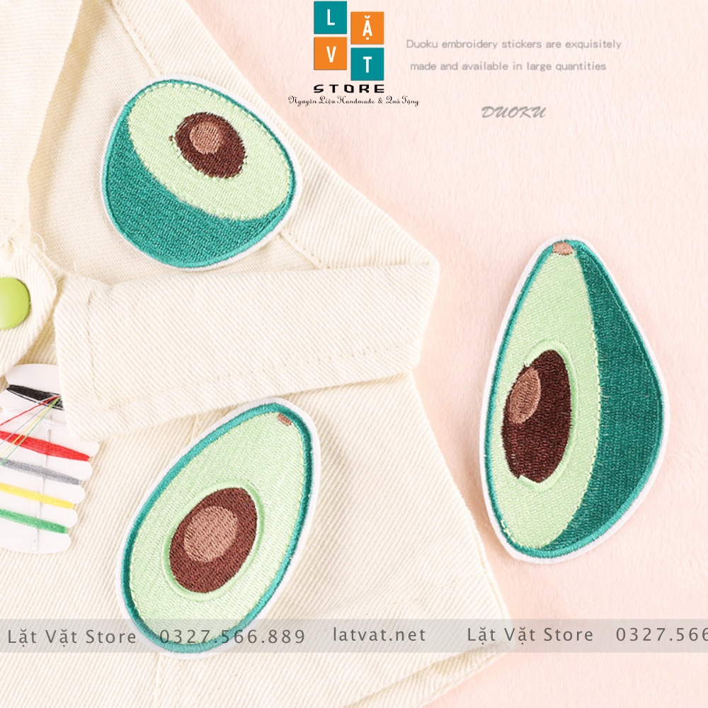 Patch ủi quần áo QUẢ BƠ fan Jenny Huỳnh cực kì dễ thương, dán Vali, tủ ...