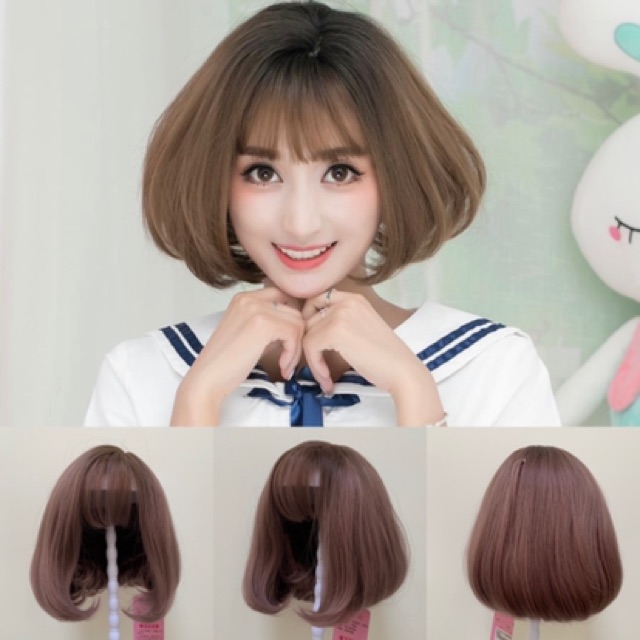 [TẶNG LƯỚI TRÙM TÓC THẬT] TÓC GIẢ NGUYÊN ĐẦU LƯỚI HOA NGẮN CỤP ĐUÔI
