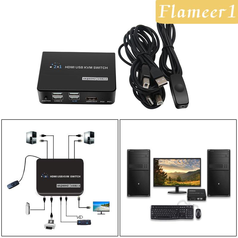 [Flameer1] Công tắc 4K KVM 2 cổng để chia sẻ 2 PC 1 Bộ bàn phím chuột Máy in | BigBuy360 - bigbuy360.vn