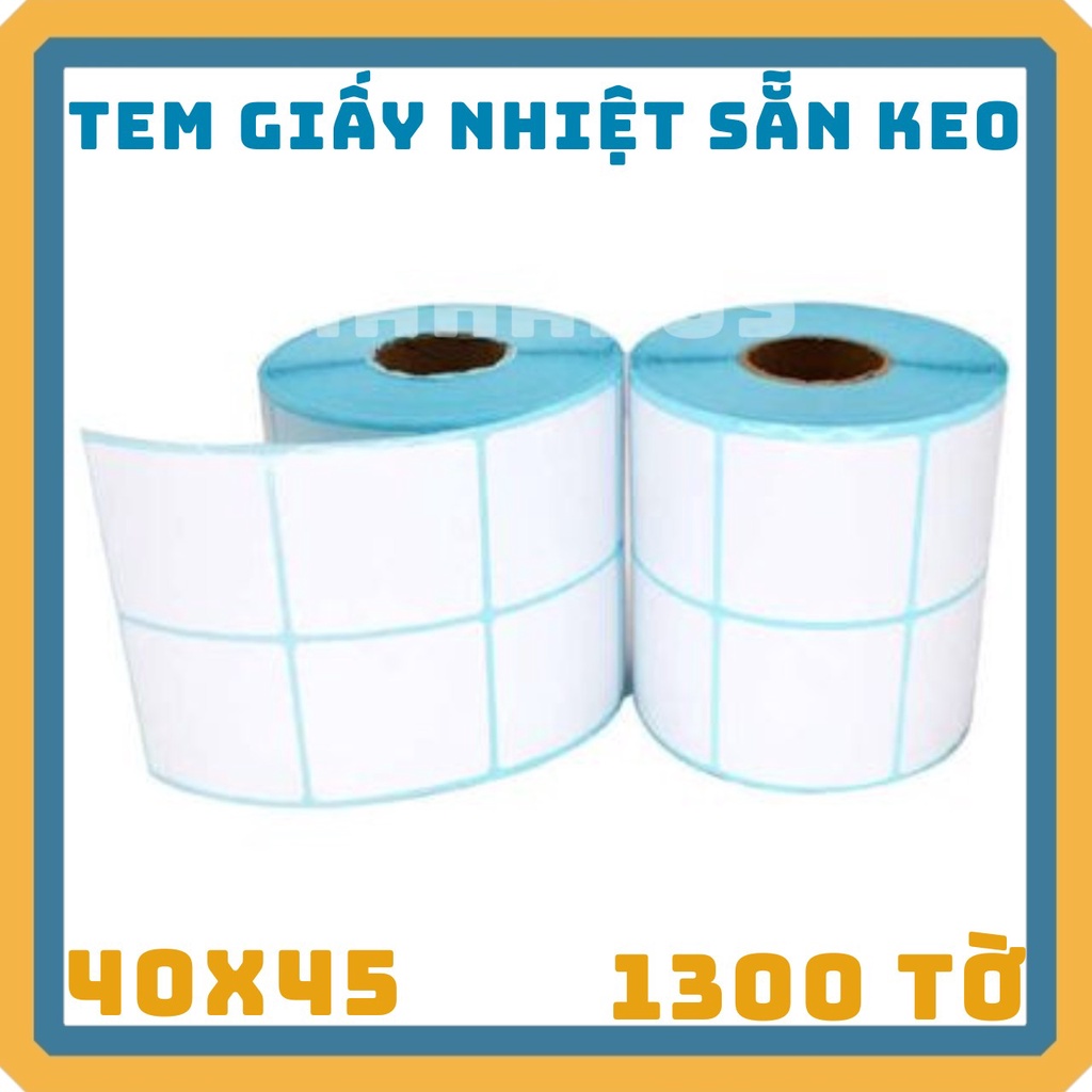 Giấy in Mã Vạch 40x45 loại 2 tem mỗi hàng (cuộn 30 mét) - 2 Tem nhiệt