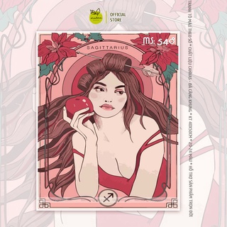 Tranh số hóa tự tô Madoca có khung 40x50cm Cung Nhân Mã T548