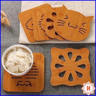 Lót nồi bằng gỗ hoạt tiết dễ thương tiện dụng { H }