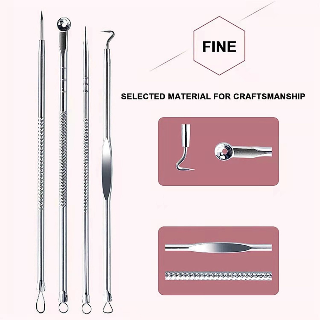 Set 4 Dụng Cụ Loại Bỏ Mụn Đầu Đen Chăm Sóc Da Mặt Tiện Dụng