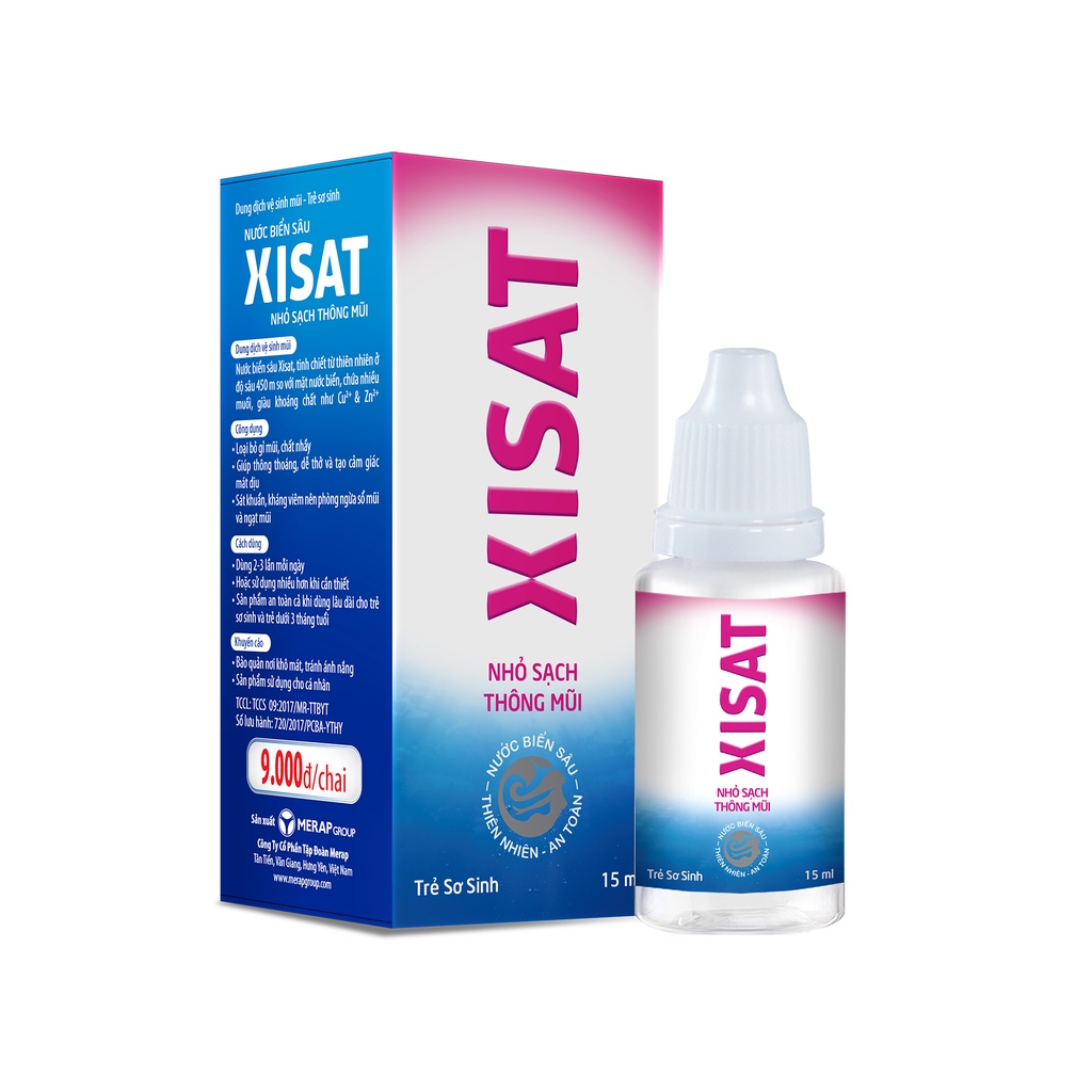 Nhỏ mũi nước biển sâu XISAT BABY 15ml vệ sinh mũi hàng ngày cho bé, tinh dầu khuynh diệp dễ chịu - T302203002