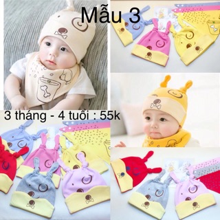 [SIÊU ĐẸP] SET KHĂN + MŨ SIÊU ĐÁNG YÊU CHO BÉ (3 THÁNG - 4 TUỔI)