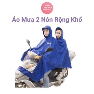 Áo Mưa 2 Nón Rộng Khổ Cỡ Lớn Chất Liệu Vải Dù Vẩy Cá