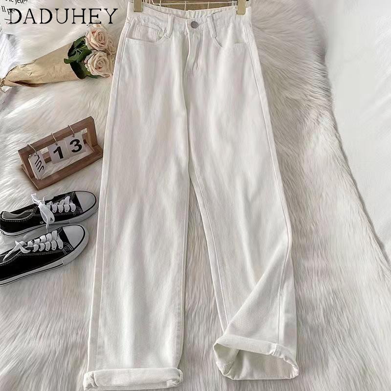 Ảnh Daduhey Quần jean dài cạp cao ống rộng 6 màu cỡ S-5XL mới cho nữ 4