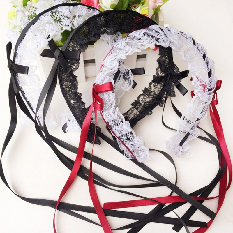Ppy Maid Handmade Ruy Băng Quấn Tóc Gothic Ren Phụ Kiện Tóc Cho Nữ Bé Gái