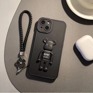 Bearbrick có dây buộc đứng Ốp điện thoại cho iphone 15 14 13 Pro Max i13 13pro 11 Pro Max i11 iX Xs XR Xs Max 7plus 8plus 12Pro 12 Pro Max Ốp lưng bảo vệ
