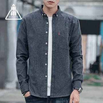 [Dongyu] Áo sơ mi nam, mùa thu mới của Nhật Bản, ins, sọc lửa, áo sơ mi nam tay thường ngày, áo sơ mi thon gọn, áo cardigan, áo sơ mi sọc nam, áo sơ mi công sở, áo sơ mi cỡ lớn