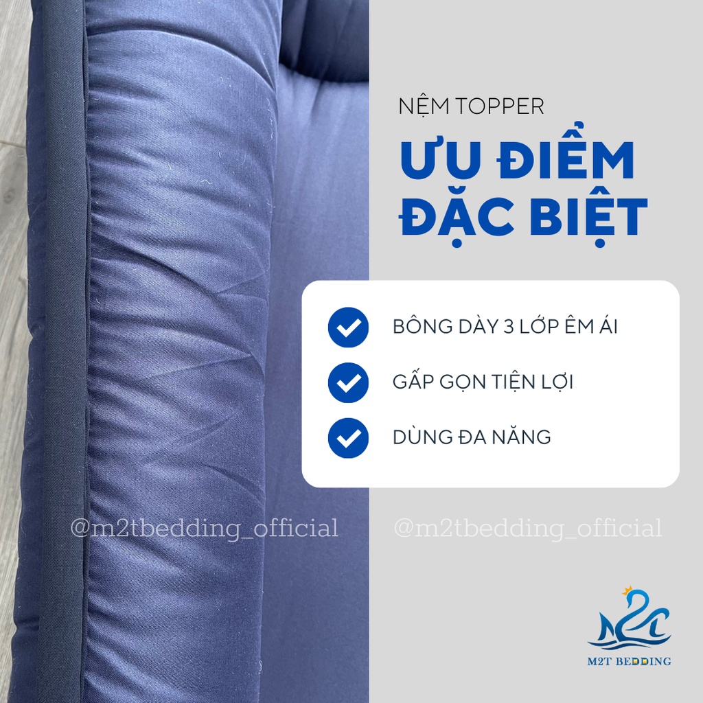 Nệm Topper Dày 9cm Xuất Nhật chính hãng M2T BEDDING cho sinh viên, văn ...