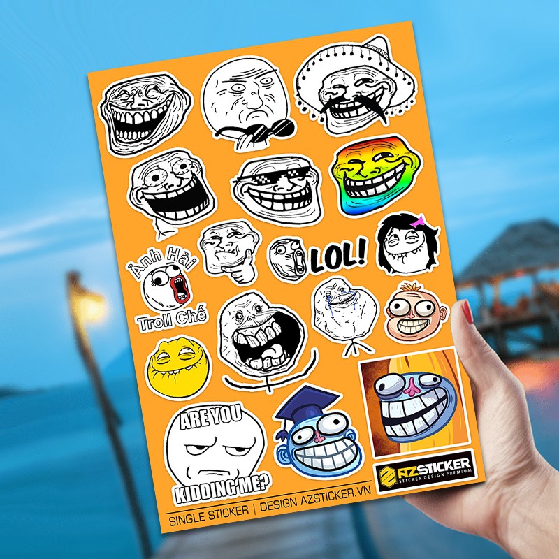 Hình Dán Sticker Troll Face Mặt Hài STKA411 - Decal Dán Điện Thoại ...