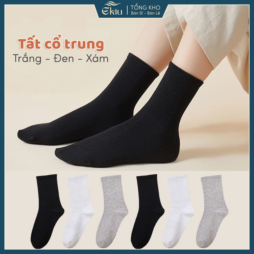 Tất vớ nam nữ chất liệu vải Cotton co giãn bốn chiều, phong cách đơn giản - Ekiu Shop