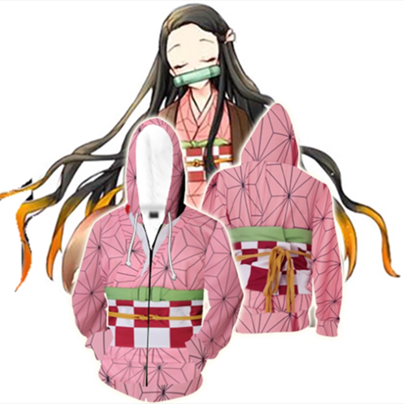 Anime Demon Slayer Kimetsu no Yaiba Anime Áo Khoác Zip Up Áo Len Có Mũ Trùm Đầu Mới