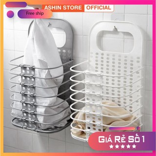 Giỏ nhựa treo hong máy giặt đựng quần áo và đồ dùng sinh hoạt treo tường có thể gấp gọn