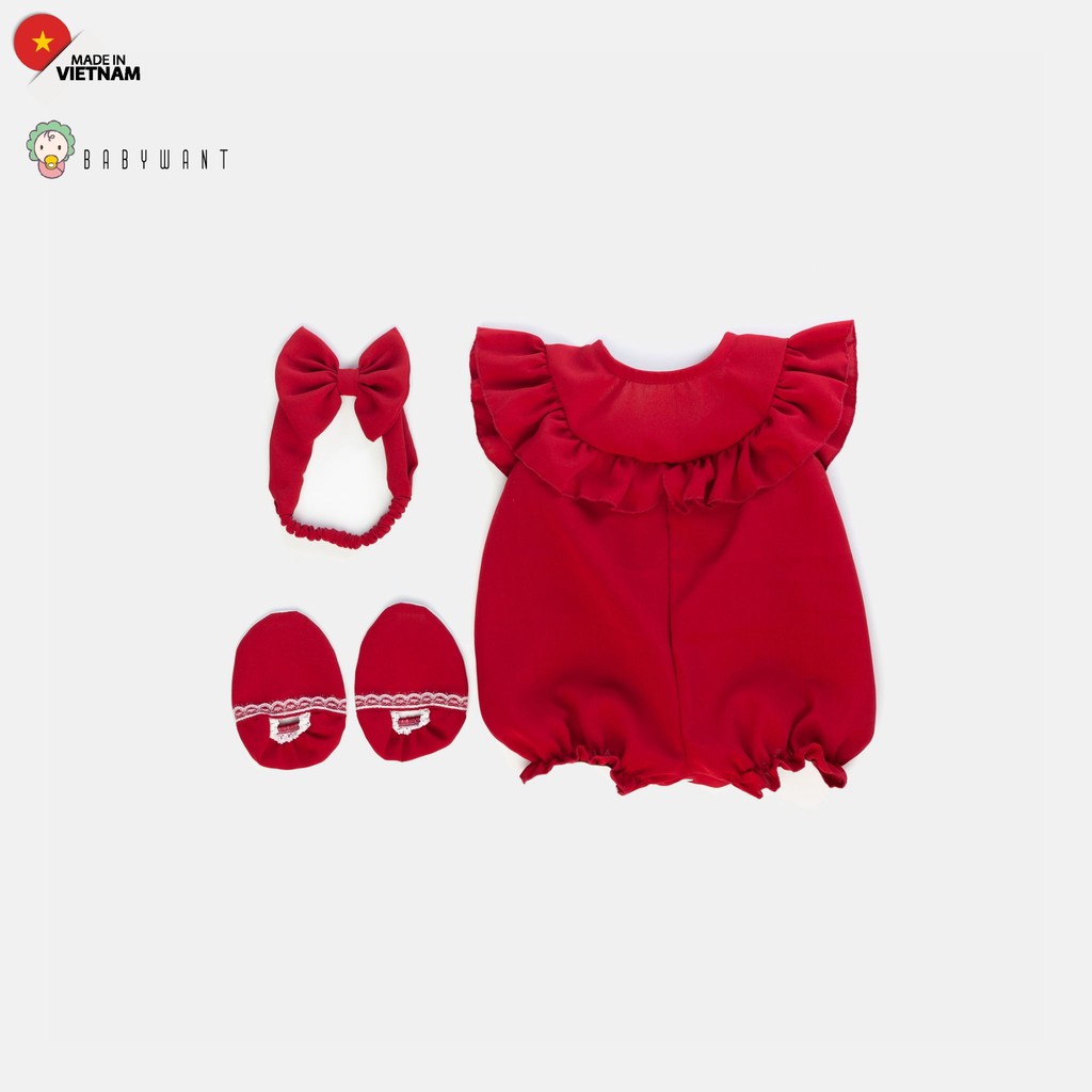 [Mã BMLTB35 giảm đến 35K đơn 99K] Bộ đồ jumpsuit cho bé gái trẻ sơ sinh màu đỏ BABYWANT