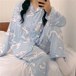 SANRIO Bộ Đồ Ngủ Pijama Tay Dài In Họa Tiết Hoạt Hình Cinnamoroll Babycinnamoroll Dễ Thương Thời Trang Xuân Thu Cho Nữ