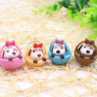 Móc Khóa Cún Ngồi Giỏ Giá Sỉ - Thỏ Hồng VPP