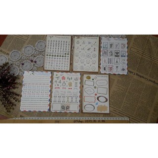 Sticker vintage trang trí – set 6 tờ dán sổ tay, thiệp, bullet journal