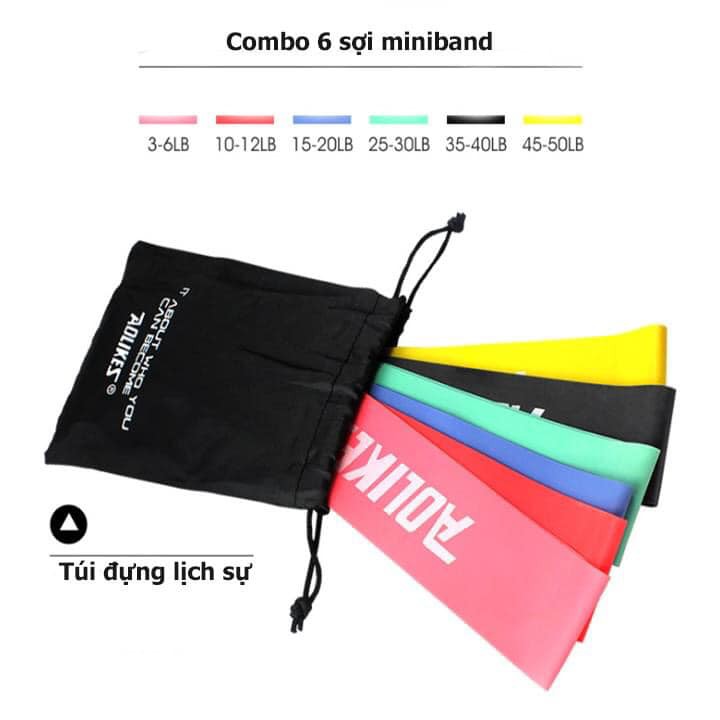 Bộ dây Miniband kháng lực Aolikes tập chân mông, phụ kiện tập gym