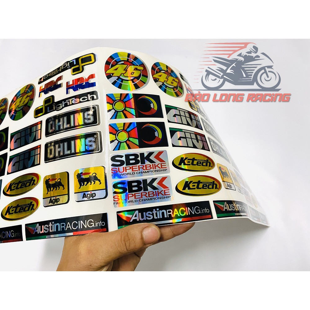 Combo 60 tem Decal trang trí xe máy ,moto,oto siêu Đẹp..decal 7 màu