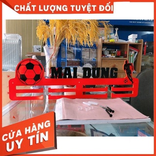 Giá treo huy chương Bóng đá, 58x18cm, Cam tươi chữ đen Đẳng cấp.