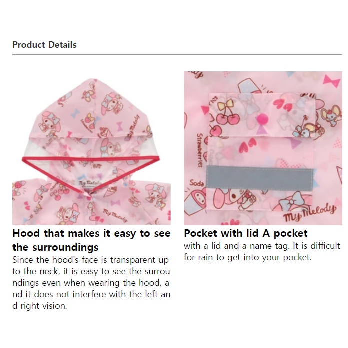 [SKATER] Hello Kitty / My melody Áo Mưa Đi Học Hoặc Ba Lô RACO1N_538759 / Raco1n_538773