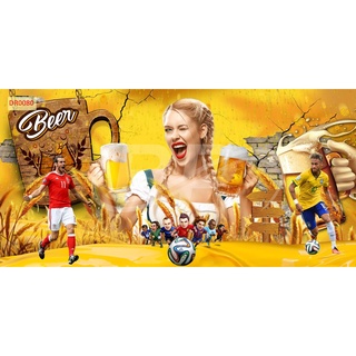 Tranh vải lụa dán tường Quán Bia - Quán Nhậu - Bóng Đá