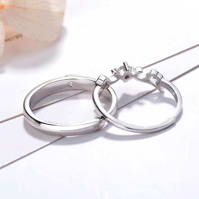 Cặp Nhẫn Hở Hình Đôi Cánh Beyond Đính Đá Zircon Đơn Giản Độc Đáo