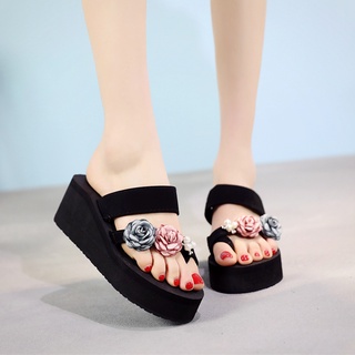 Dép Mùa Hè Nữ Cao Gót Flip-Flops Thời Trang Sinh Viên Nữ Dép Chống Trơn Trượt Nêm Gót