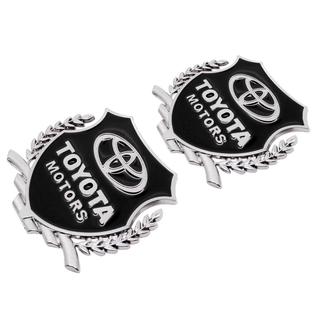 2 Miếng Dán Kim Loại 3D Trang Trí Cửa Sổ Xe Hơi Toyota