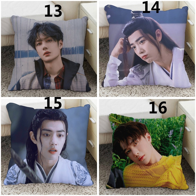 Vỏ bọc gối đơn bằng polyester in hình diễn viên Wang Yibo/ Xiao Zhan 45x45cm