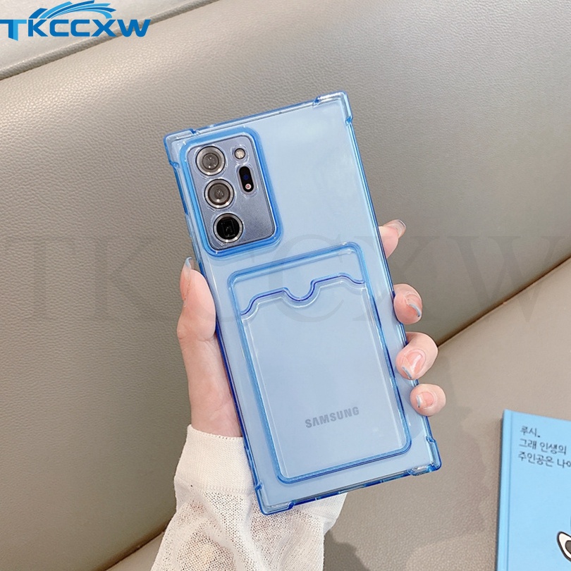 Ốp Điện Thoại Dẻo Trong Suốt Có Túi Khí Chống Sốc Kèm Ngăn Đựng Thẻ Cho Samsung S10e S10 Plus Note 20 Ultra 10+ 10P