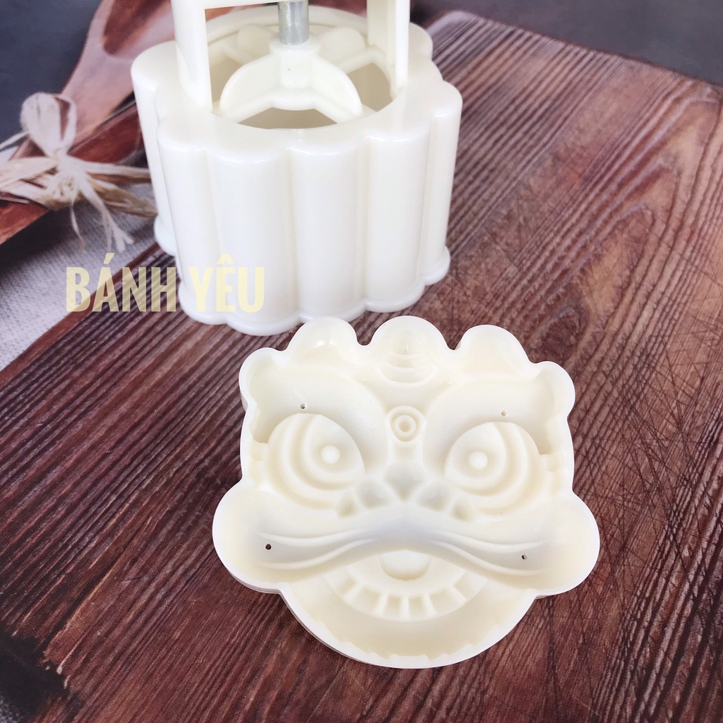 Khuôn bánh Trung Thu Lò Xo 150g 1 mặt - Đầu Lân / Khóa Trường Mệnh
